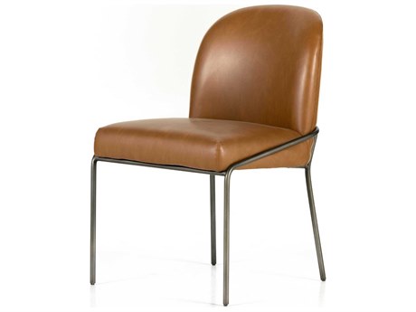 Four Hands Grayson Astrud Leather Brown Side Dining Chair
