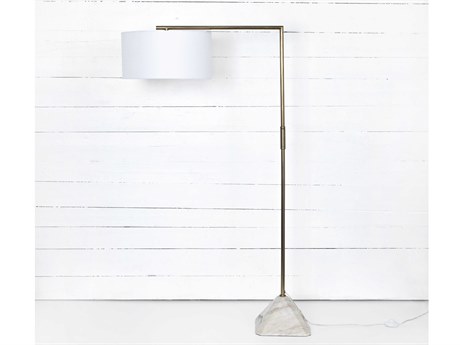 Four Hands Camden Brass White Floor Lamp