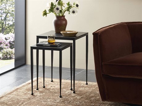 Four Hands Marlow Dalston Nesting Square Metal Iron Matte Black Raw End Tables
