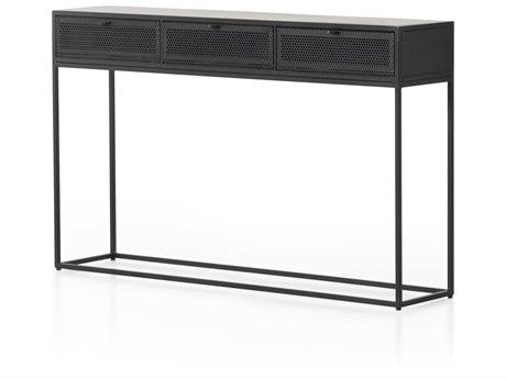 Four Hands Rockwell Hendrick Rectangular Metal Black Perforated Console Table