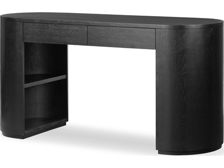 Four Hands Filmore Pilar Brushed Ebony Oak Veneer Black Wood Computer Desk