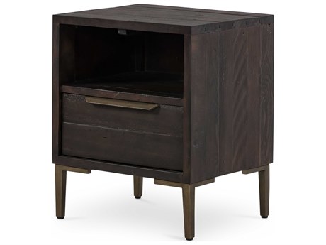 Four Hands Wyeth 1-Drawer Black Pine Wood Nightstand