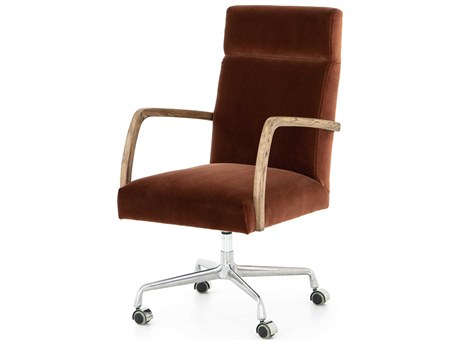 Luxecor Globetrotter Brown Upholstered Swivel Computer Office Chair