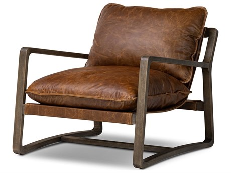 Four Hands Berman Ace Raleigh Chestnut Leather Accent Chair