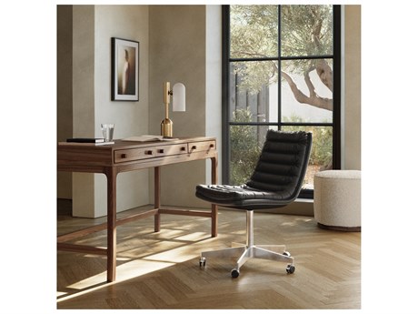 Four Hands Carnegie Black Leather Swivel Computer Office Chair
