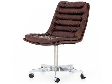 Four Hands Carnegie Brown Leather Swivel Computer Office Chair