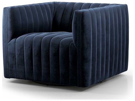Four Hands Grayson Augustine Swivel Blue Fabric Accent Chair