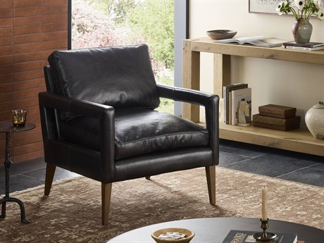 Four Hands Grayson Olson Sonoma Black Leather Accent Chair