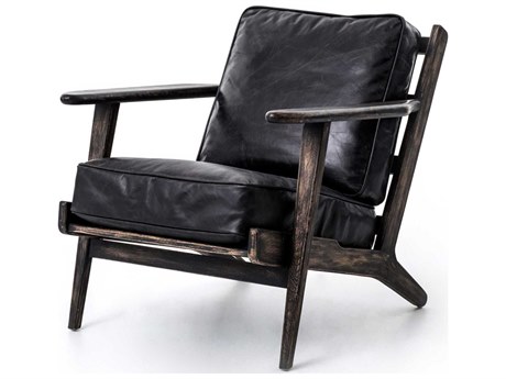 Four Hands Irondale Brooks Black Leather Accent Chair