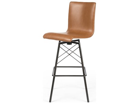Four Hands Irondale Diaw Sierra Butterscotch Leather Swivel Bar Stool