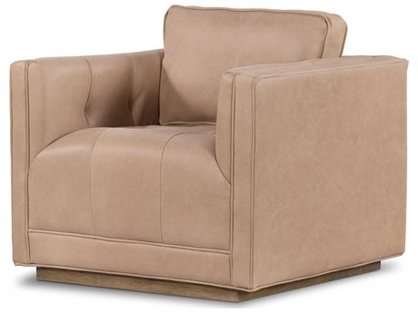 Four Hands Easton Kiera Swivel Tan Leather Club Chair