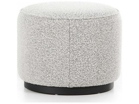 Four Hands Sinclair Westgate Brushed Ebony Knoll Domino Gray Upholstered Ottoman