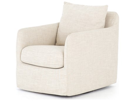 Four Hands Easton Banks Swivel Cream Fabric Accent Chair