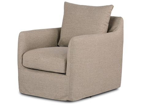 Four Hands Easton Banks Slipcover Alcala Taupe  Slipcover Swivel Chair