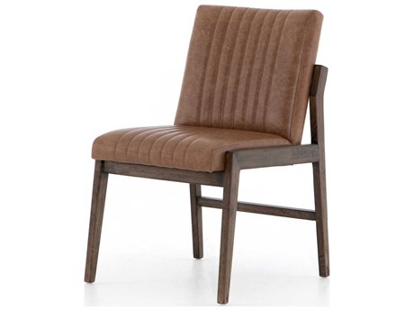 Four Hands Westgate Alice Leather Beech Wood Brown Upholstered Side Dining Chair