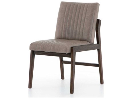 Four Hands Westgate Alice Leather Beech Wood Gray Upholstered Side Dining Chair