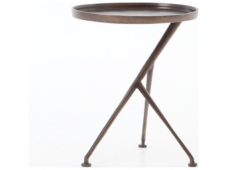 Four Hands Marlow Schmidt Round Metal Antique Rust End Table