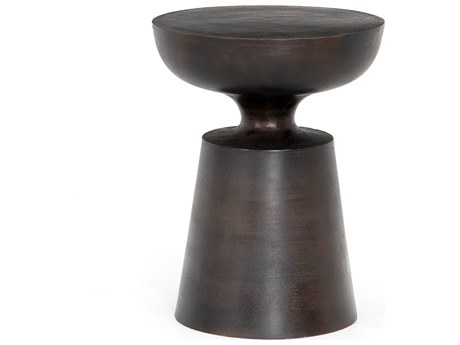 Four Hands Marlow Cruz Round Metal Antique Rust End Table