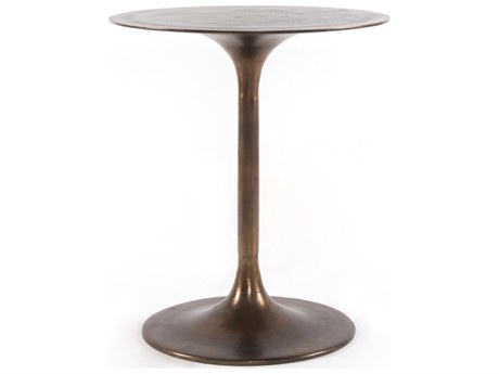 Four Hands Marlow Tulip Round Metal Antique Rust End Table