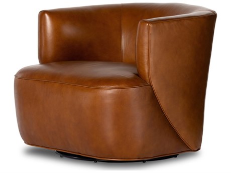 Four Hands Highland Mila Riviera Cognac Leather Swivel Chair