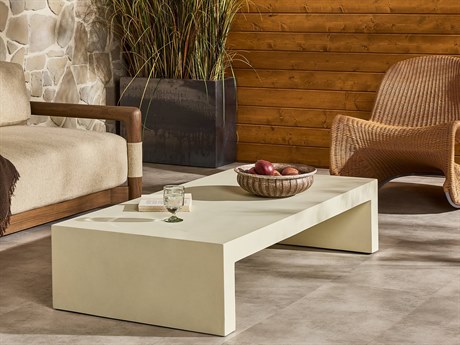 Four Hands Bina Parish White Concrete Coffee Table
