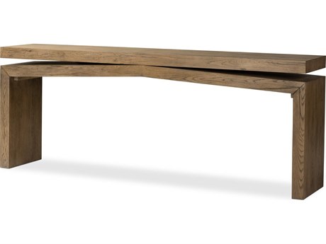 Four Hands Haiden Matthes Rustic Grey Veneer Rectangular Oak Wood Console Table