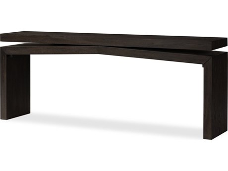 Four Hands Haiden Matthes Smoked Black Veneer Rectangular Oak Wood Console Table