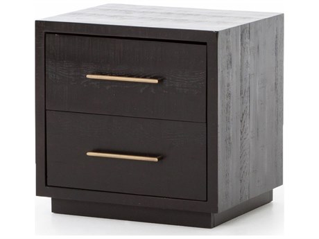 Four Hands Hadley Suki 2-Drawers Black Solid Wood Nightstand