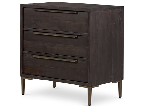 Luxecor Globetrotter 3-Drawers Black Pine Wood Nightstand