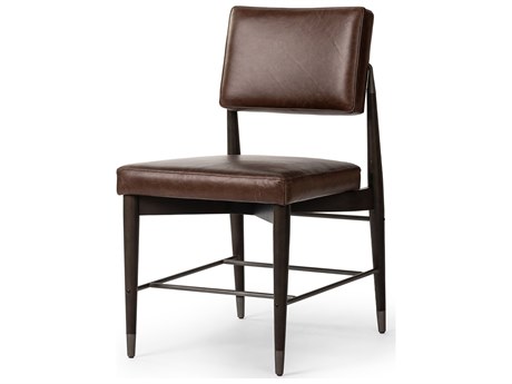 Four Hands Parallel Anton Havana Brown Leather Oak Wood Dining Chair