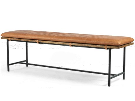 Luxecor Globetrotter Brown Leather Accent Bench