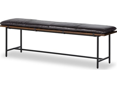 Four Hands Ashford Gabine Sonoma Black Leather Accent Bench