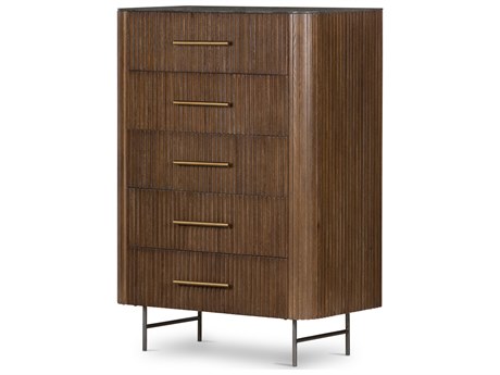 Four Hands Collins 5-Drawers Brown Oak Wood Accent Chest