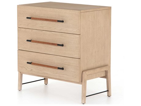 Four Hands Filmore Rosedale 3-Drawers Brown Oak Wood Nightstand