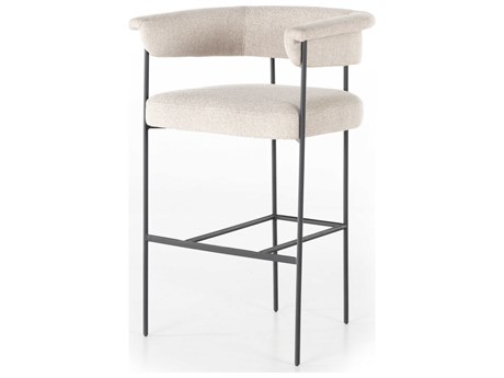 Four Hands Grayson Carrie Upholstered Light Camel Matte Black Bar Stool