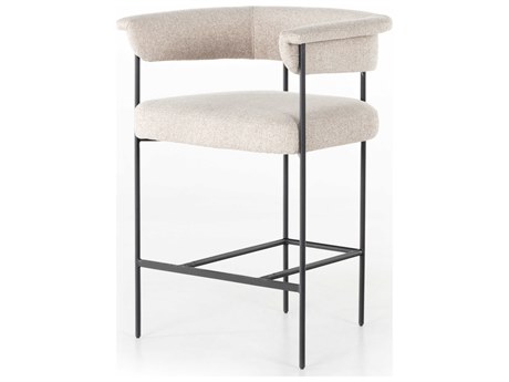 Luxecor Globetrotter Carrie Upholstered Light Camel Matte Black Counter Stool