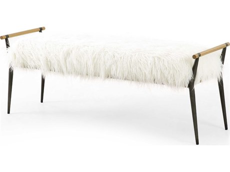 Luxecor Globetrotter White Fur Accent Bench