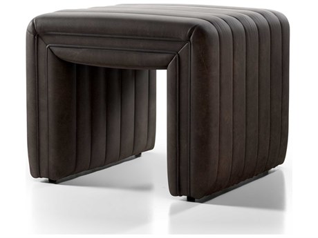 Four Hands Grayson Augustine Deacon Wolf Brown Leather Ottoman