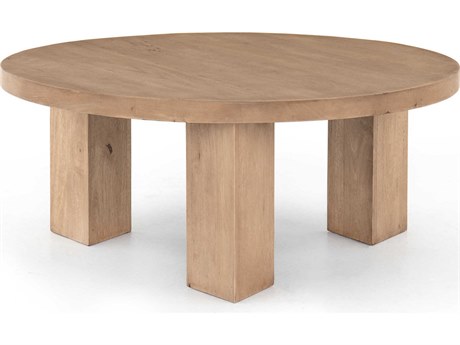 Four Hands Harmon Mesa Round Light Brushed Parawood Coffee Table
