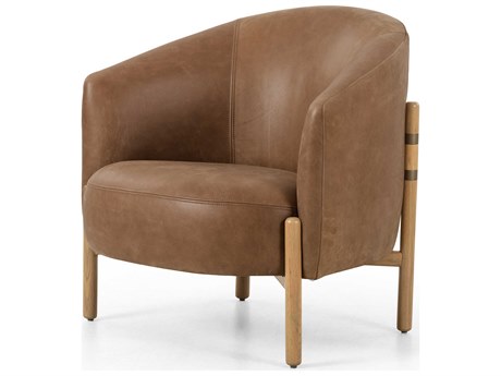 Four Hands Grayson Enfield Brown Leather Accent Chair