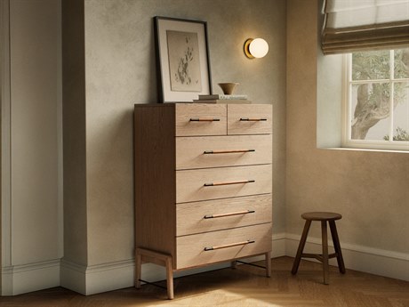 Four Hands Filmore 6-Drawers Yucca Oak Chaps Sand Gunmetal Brown Wood Accent Chest