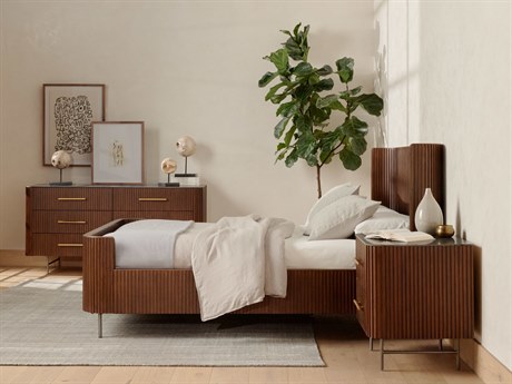 Four Hands Collins Fletcher 2-Drawers Brown Oak Wood Nightstand