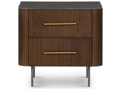 Four Hands Collins Fletcher 2-Drawers Brown Oak Wood Nightstand
