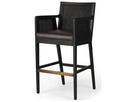 Four Hands Keston Antonia Sonoma Black Leather Bar Stool
