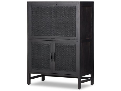 Four Hands Leighton Caprice Black Wash Mango  Wood Bar Cabinet