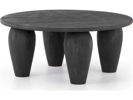 Four Hands Maya Maricopa Round Wood Dark Totem Coffee Table