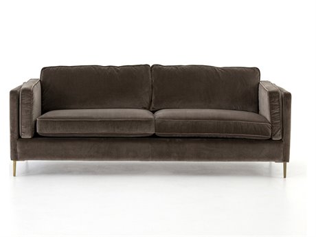 Four Hands Norwood Emery Sapphire Birch Antique Brass Gray Upholstered Sofa