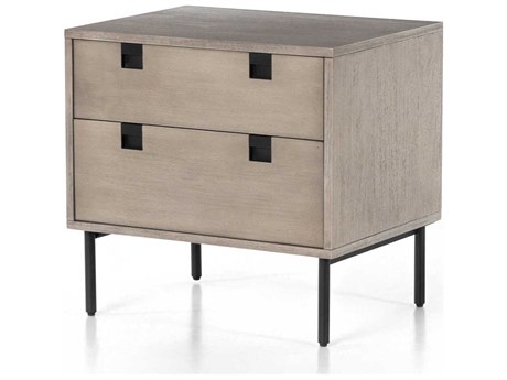 Four Hands Patten Carly 2-Drawers Gray Acacia Wood Nightstand