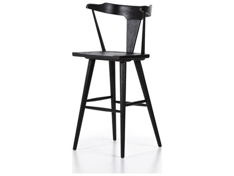 Four Hands Garth Ripley Bar Stool Black Oak  Wood Bar Stool