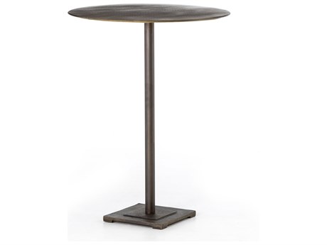 Four Hands Element Aged Brass Acid Etched Round Metal Bar Table